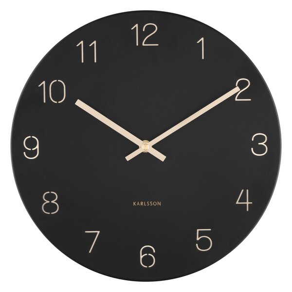 KARLSSON Nástenné hodiny Charm – čierna ∅ 30 × 3,5 cm