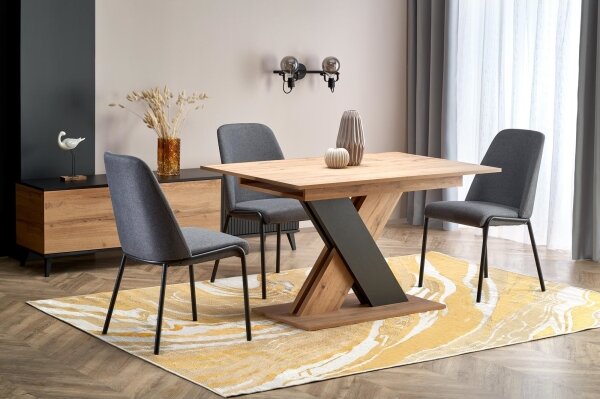 Rozkladací jedálenský stôl DROM 130/175x85 cm dub wotan/čierna