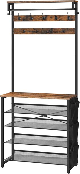Předsíňový věšák s botníkem Vasagle Mino 75 cm černý/hnědý