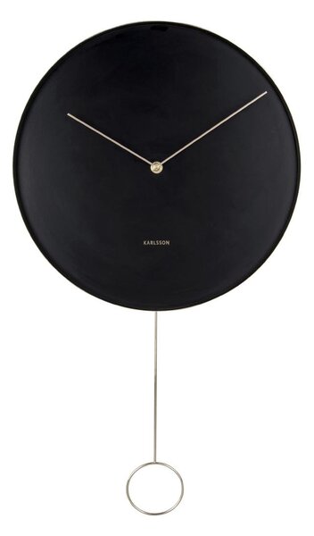 KARLSSON Nástenné hodiny Pendulum – čierna ∅ 34 × 3,5 cm