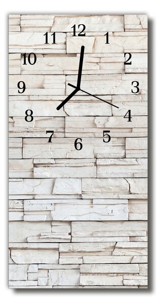 Sklenené hodiny vertikálne Kamenná múr béžová 30x60 cm