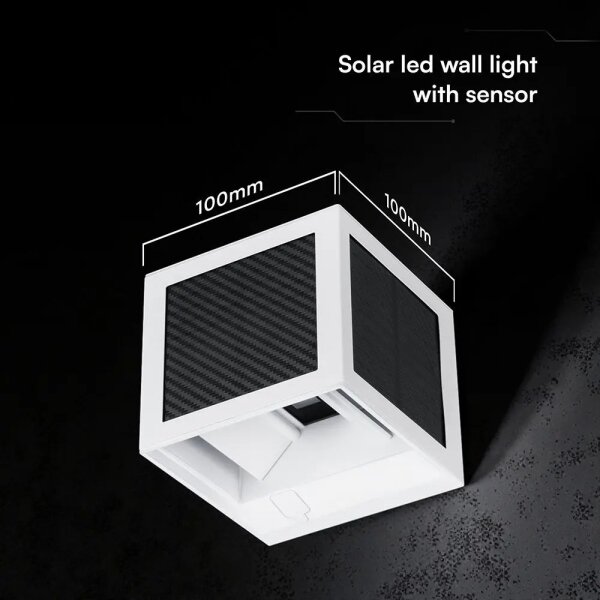 LED solárne nástenné svietidlo so senzorom LED/9W/3,7V 3000/4000/6000K IP65 2600 mAh biele