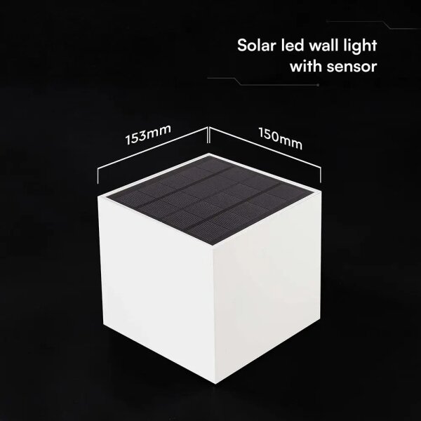 LED solárne nástenné svietidlo so senzorom LED/9W/3,7V 3000/4000/5000K IP65 2600mAh biela