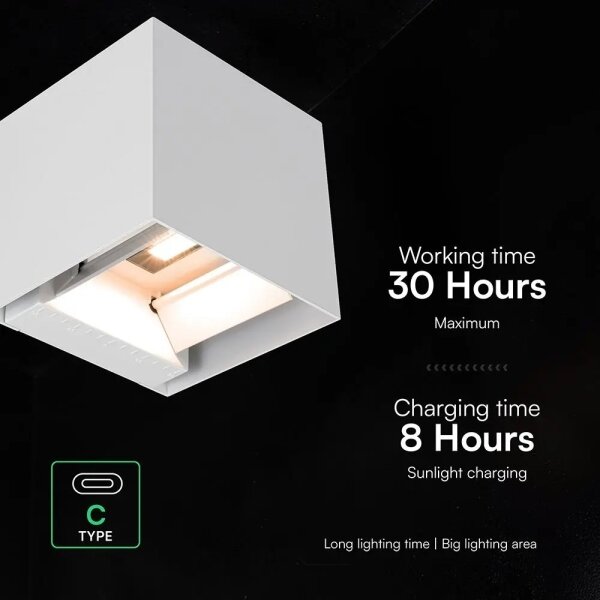 LED solárne nástenné svietidlo so senzorom LED/9W/3,7V 3000/4000/5000K IP65 2600mAh biela