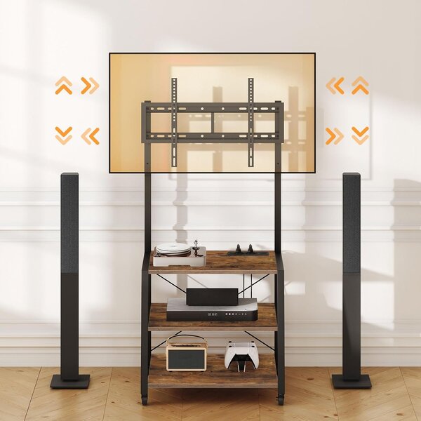 TV stolek s držákem a integrovanou zásuvkou Vasagle Clen 60 cm černý/hnědý