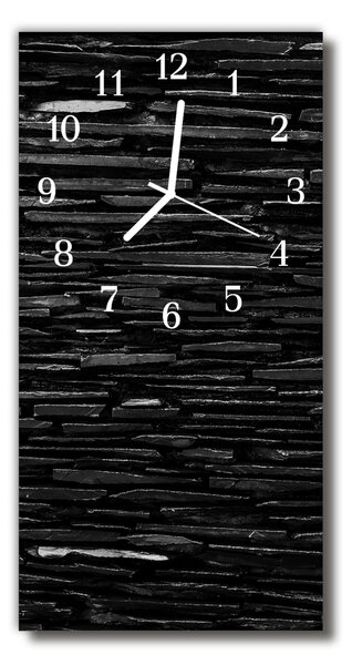 Sklenené hodiny vertikálne Kamenná múr čierna 30x60 cm