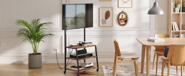 TV stolek s držákem a integrovanou zásuvkou Vasagle Clen 60 cm černý/hnědý