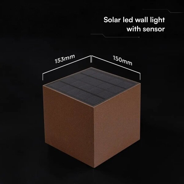 LED Sol nástenné svietidlo so snímačom LED/9W/3,7V 3000/4000/5000K IP65 2600 mAh hnedá