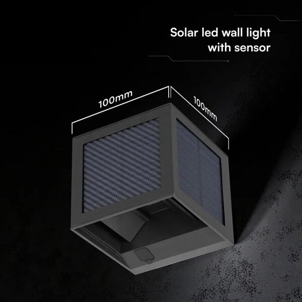 LED Solárne nástenné svietidlo so senzorom LED/9W/3,7V 3000/4000/6000K IP65 2600mAh čierne
