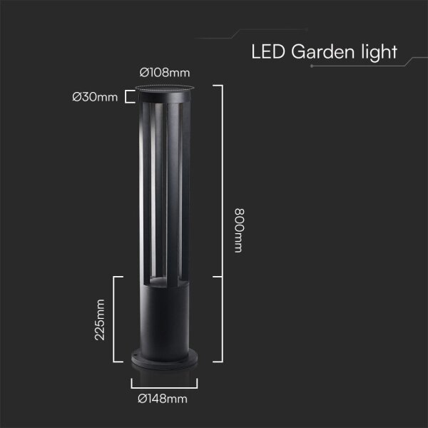 LED vonkajšie svietidlo LED/10W/230V 3000K IP65 80 cm čierne