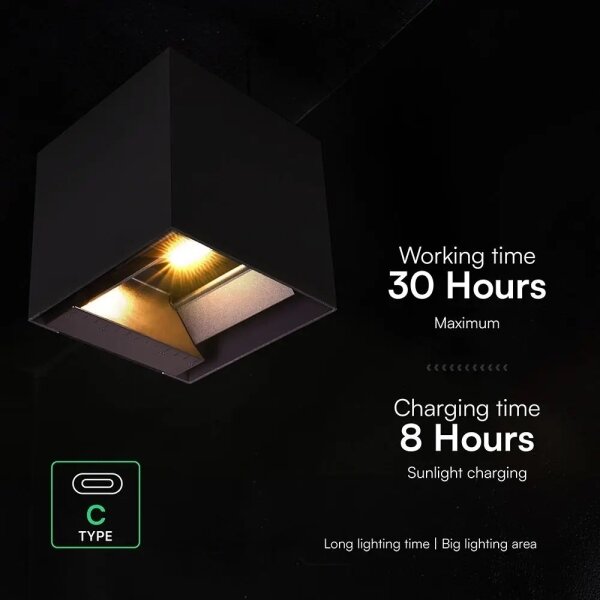LED solárne nástenné svietidlo so senzorom LED/9W/3,7V 3000/4000/5000K IP65 2600mAh čierne