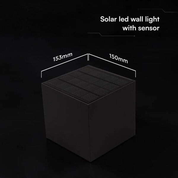 LED solárne nástenné svietidlo so senzorom LED/9W/3,7V 3000/4000/5000K IP65 2600mAh čierne