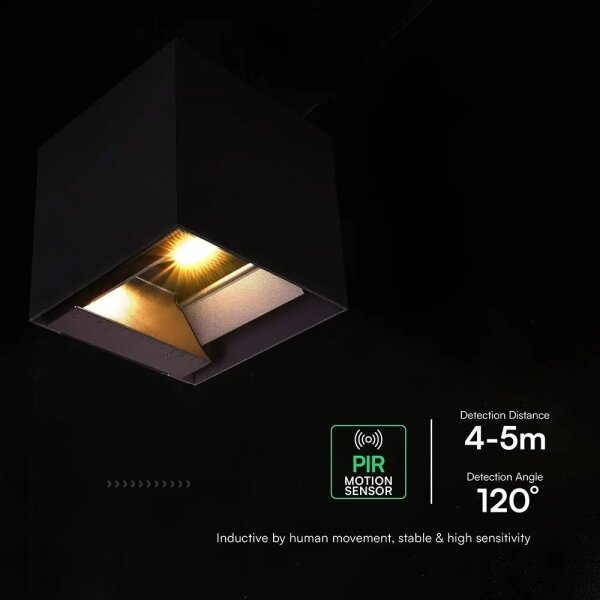 LED solárne nástenné svietidlo so senzorom LED/9W/3,7V 3000/4000/5000K IP65 2600mAh čierne