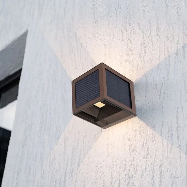 LED solárne nástenné svietidlo so senzorom LED/9W/3,7V 3000/4000/6000K IP65 2600mAh hnedé