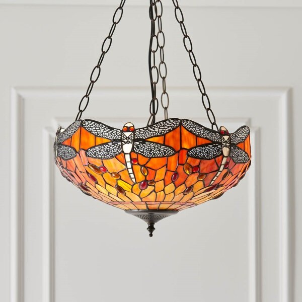 Endon 64076 - Luster na reťazi Tiffany DRAGONFLY 3xE27/60W/230V priemer 41 cm