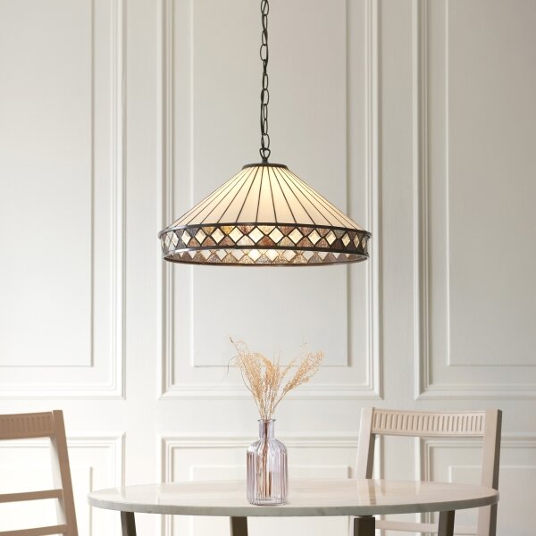 Endon 111961 - Luster na reťazi Tiffany FARGO 3xE27/10W/230V pr. 50 cm