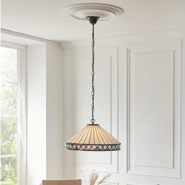 Endon 111961 - Luster na reťazi Tiffany FARGO 3xE27/10W/230V pr. 50 cm