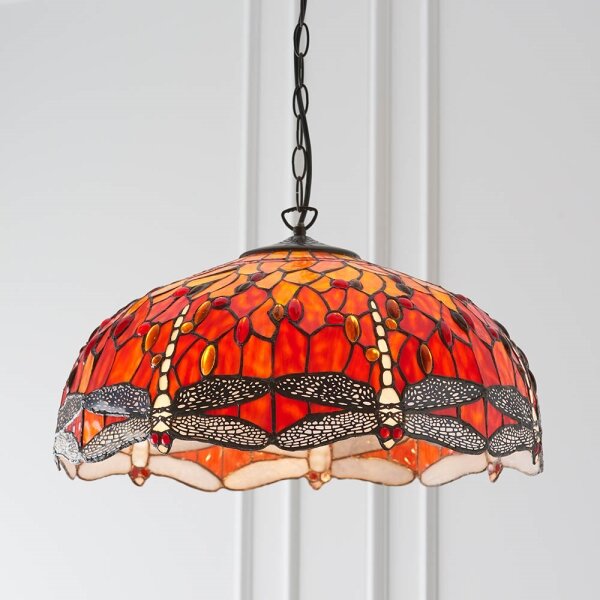 Endon 64082 - Luster na reťazi Tiffany DRAGONFLY 3xE27/60W/230V priemer 50 cm