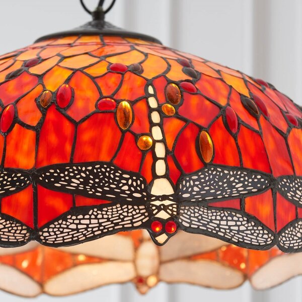 Endon 64082 - Luster na reťazi Tiffany DRAGONFLY 3xE27/60W/230V priemer 50 cm