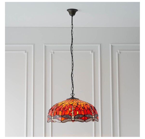 Endon 64082 - Luster na reťazi Tiffany DRAGONFLY 3xE27/60W/230V priemer 50 cm