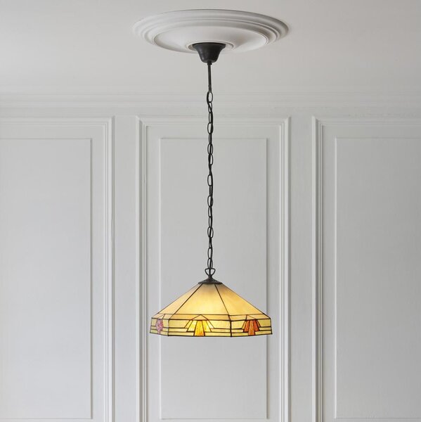 Endon 111989 - Luster na reťazi Tiffany NEVADA 3xE27/10W/230V pr. 40 cm
