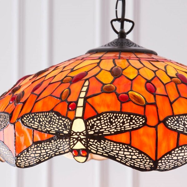 Endon 64081 - Luster na reťazi Tiffany DRAGONFLY 3xE27/60W/230V pr. 41 cm