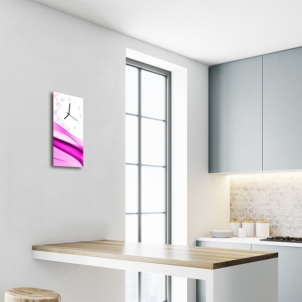 Skleněné hodiny vertikální  Umělecká abstraktní růžová 30x60 cm