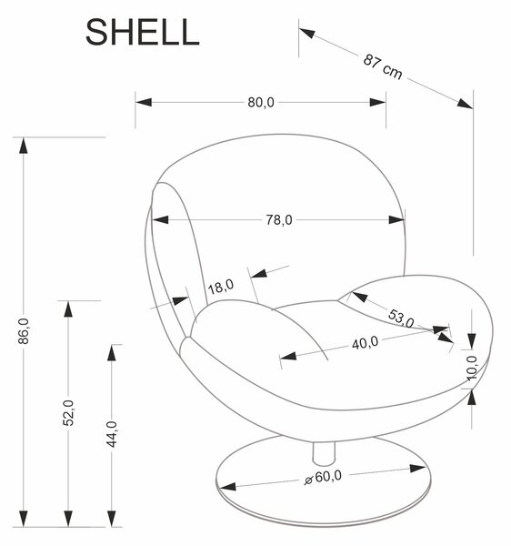 HALMAR Otočné křeslo Shell krémové