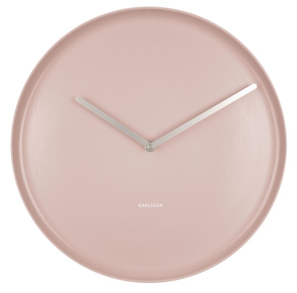 KARLSSON Nástenné hodiny Plate – ružová ∅ 35 × 4 cm