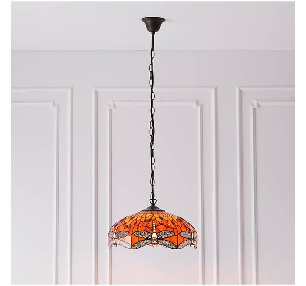 Endon 64081 - Luster na reťazi Tiffany DRAGONFLY 3xE27/60W/230V pr. 41 cm