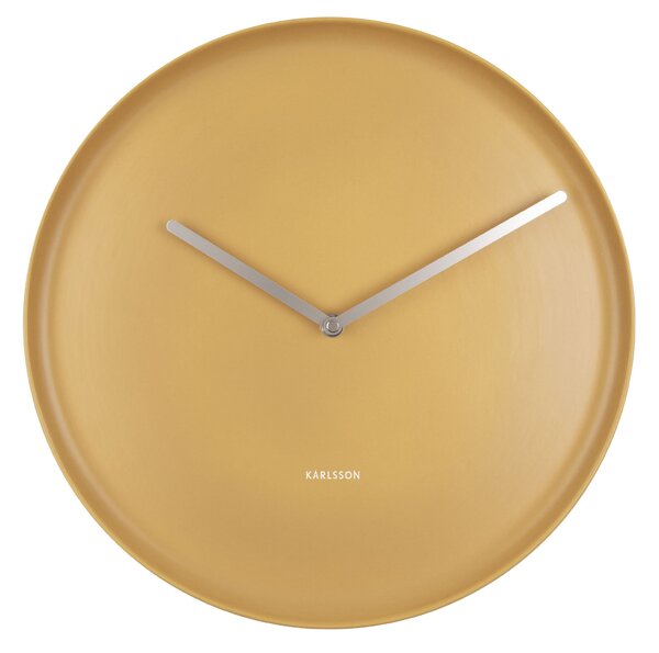 KARLSSON Nástenné hodiny Plate – okrová ∅ 35 × 4 cm