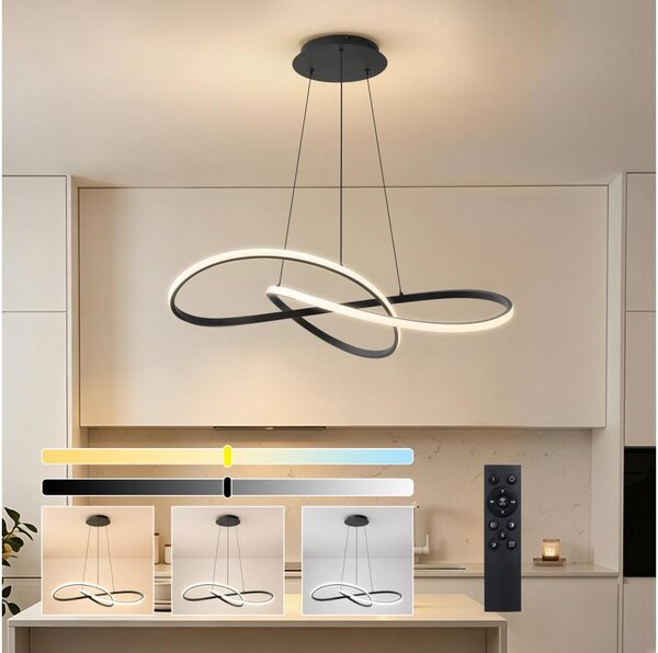 Brilagi - LED stmievateľný luster na lanku INFINITY LED/80W/230V 80x80 cm čierny + diaľkové ovládanie