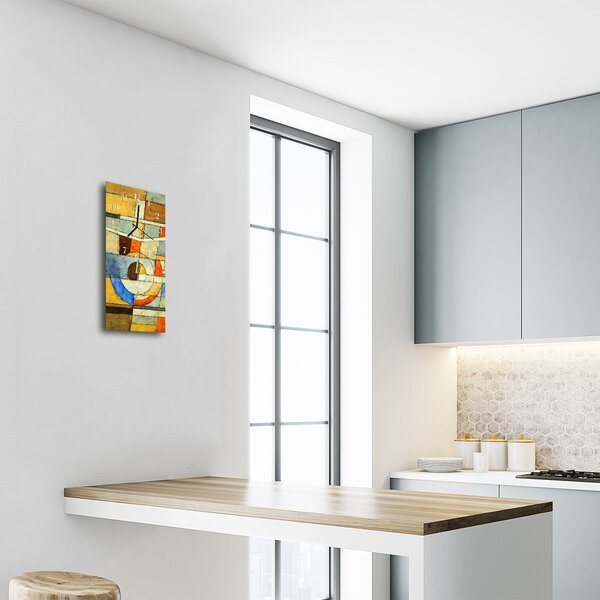 Skleněné hodiny vertikální  Umělecký vzor barevný 30x60 cm