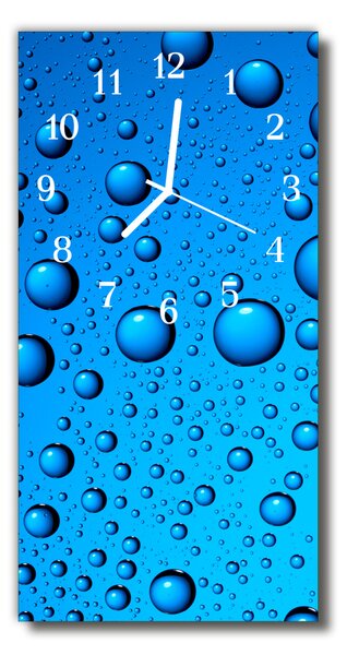 Sklenené hodiny vertikálne Príroda kvapky rosy modrá voda 30x60 cm