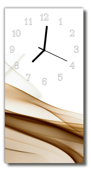 Sklenené hodiny vertikálne Umelecké abstrakcie línie béžová 30x60 cm