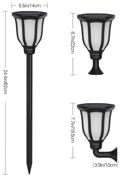 Bezdoteku LEDSolar 168 solárne vonkajšie lampáš lucerna 1 ks, so senzorom, bezdrôtové, IPRO, 1W, teplá farba