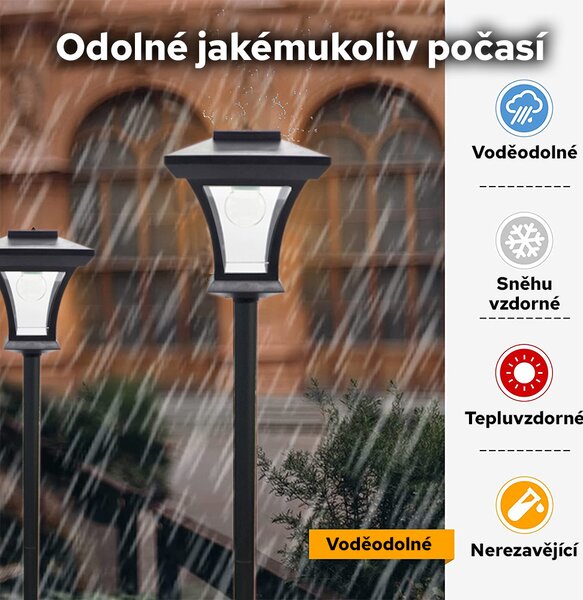 Bezdoteku LEDSolar hliníkový lampáš stojací, so senzorom, bezdrôtové, iPRO, 20W, studená farba