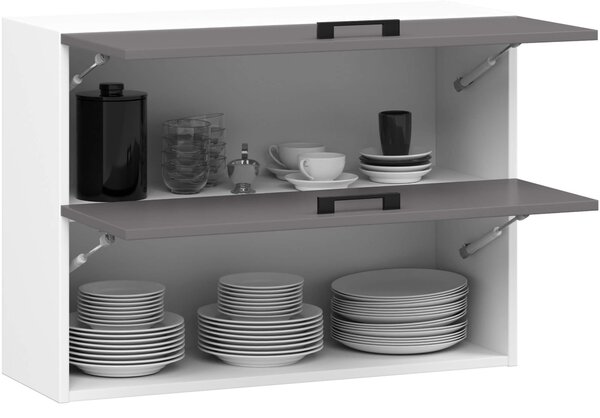 Ak furniture Závěsná kuchyňská skříňka OLIVIE 80x58 cm 02 matná bílá/matná grafitově šedá