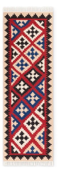 Červený obojstranný ručne tkaný vlnený behúň 60x190 cm Kamal Rami – Nouristan