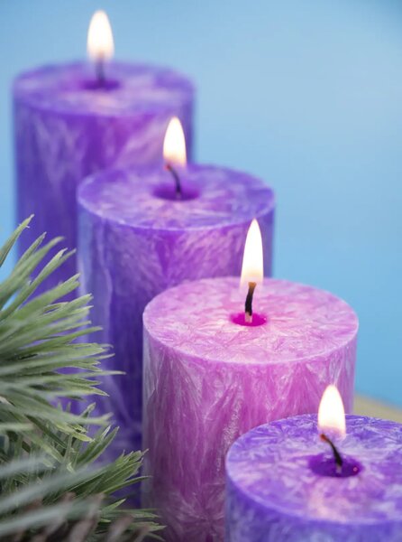 Adventné sviečky - fialová a ružová- postupné- 4ks