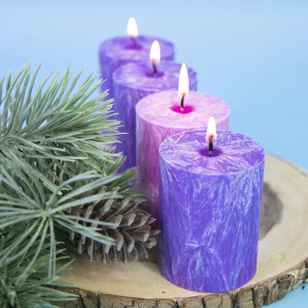 Adventné sviečky - fialová a ružová- 4ks