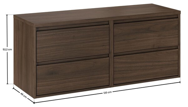 Comad Závěsná skříňka pod umyvadlo Villa s deskou 120 cm ořech