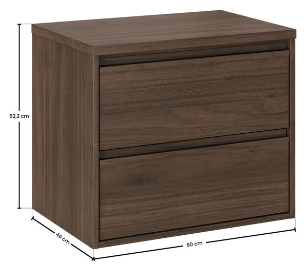 Comad Závěsná skříňka pod umyvadlo Villa s deskou 60 cm ořech