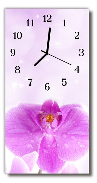 Nástenné hodiny vertikálne Ružové kvety orchidey 30x60 cm