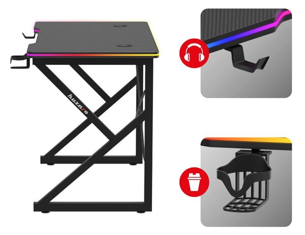 NovýNábytok.sk PC stolík Hyperion 1.7 (čierna + viacfarebná) (s LED osvetlením). Akcia -20%. Vlastná spoľahlivá doprava až k Vám domov. 1087498