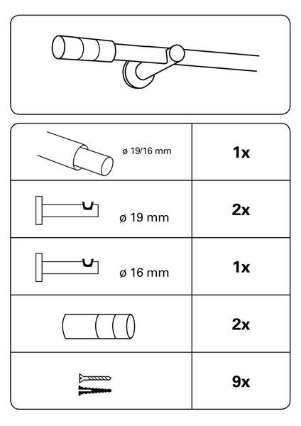 Kovová roztiahnuteľná garniža 120 - 210 cm Kreta - Gardinia
