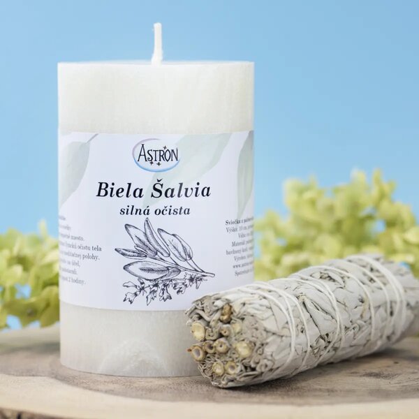 Očista: Sviečka Biela šalvia a vykurovadlo
