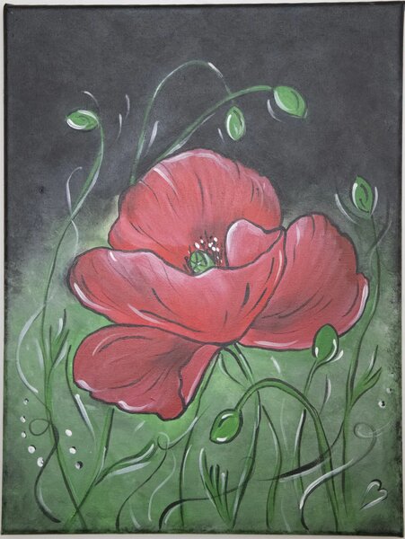 Vlčí mak 30 x 40 cm - ručne maľovaný obraz