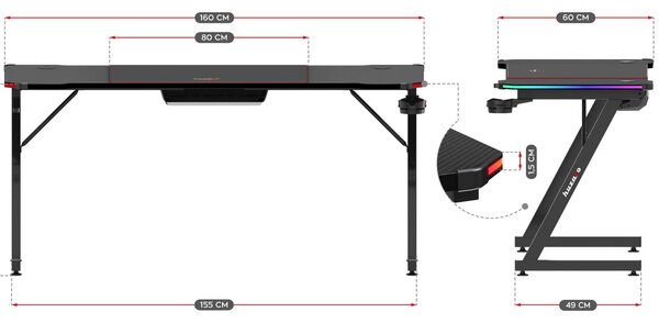 NovýNábytok.sk PC stolík Hyperion 4.8 (čierna + viacfarebná) (s LED osvetlením). Akcia -22%. Vlastná spoľahlivá doprava až k Vám domov. 1087508