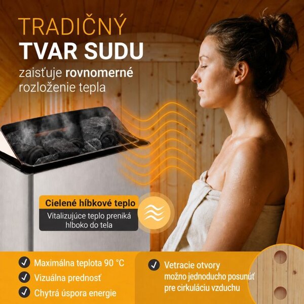 Fínska sudová sauna Ø 190 cm – vonkajšia, z masívu, 180 cm